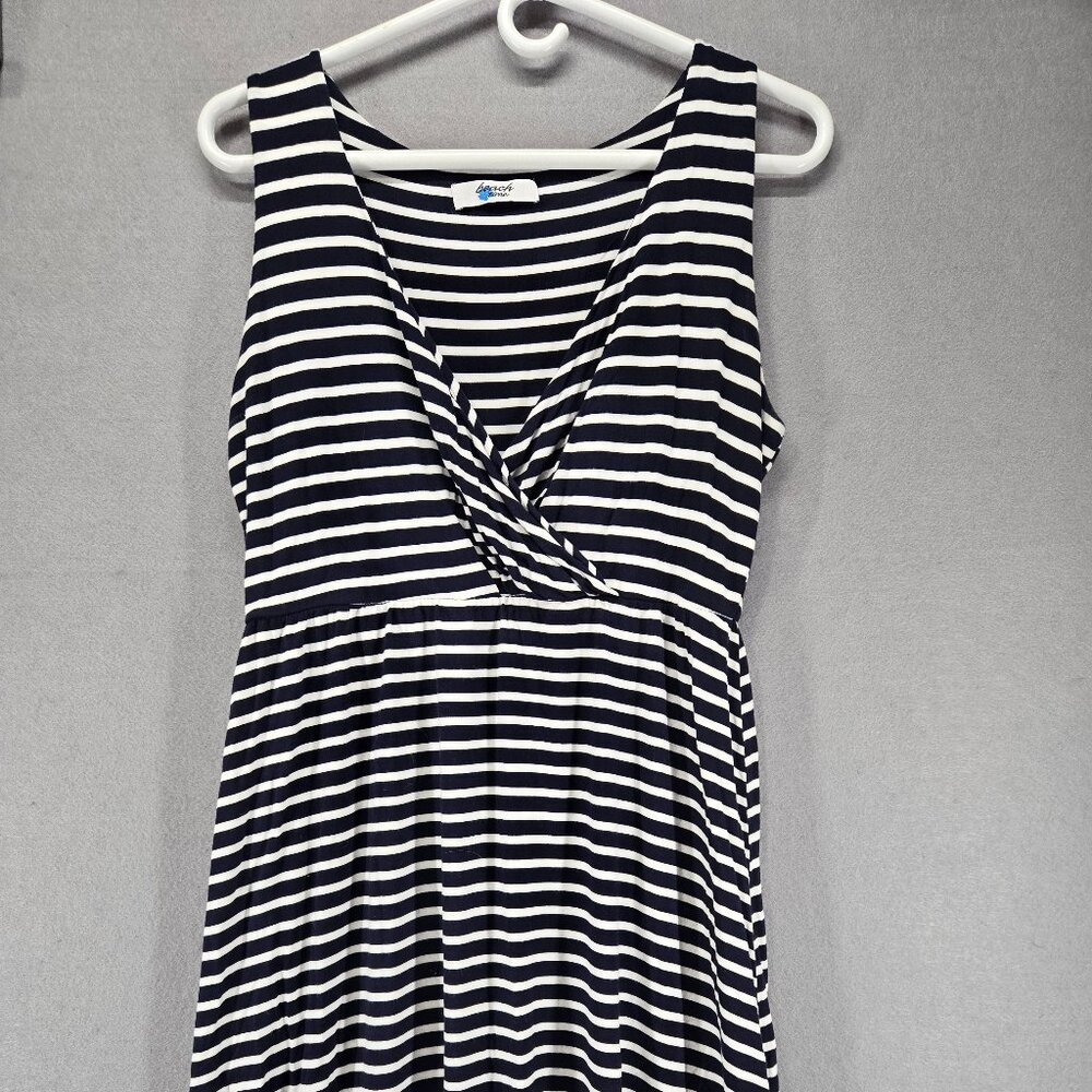 Beach Time Women's Swimsuit Cover Up Dress, Navy/White Stripe, Size 12, Stretchy